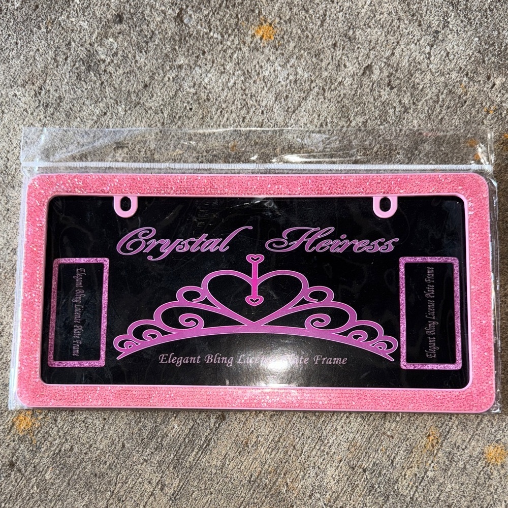 NWT Pink and Black License Plate Frame